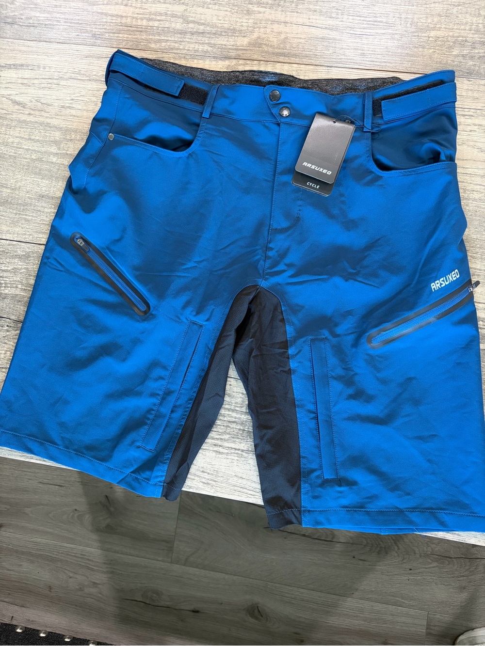 ARSUXEO Men's Blue Athletic Cycling Shorts